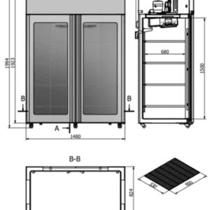 ALC 1400 GLASS afmetingen 2D