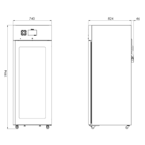 CLH-CO2 700 GLASS - 2D afmetingen