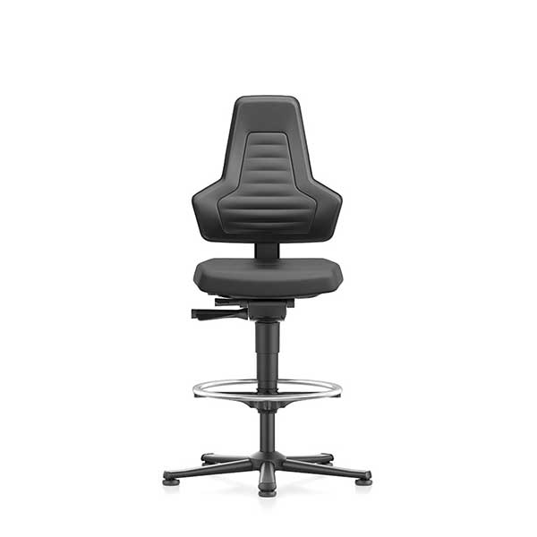 Silla Giratoria De Laboratorio Bimos Labsit 2 Con Ruedas Espuma Integral Negra Blanca Aluminio Pulido